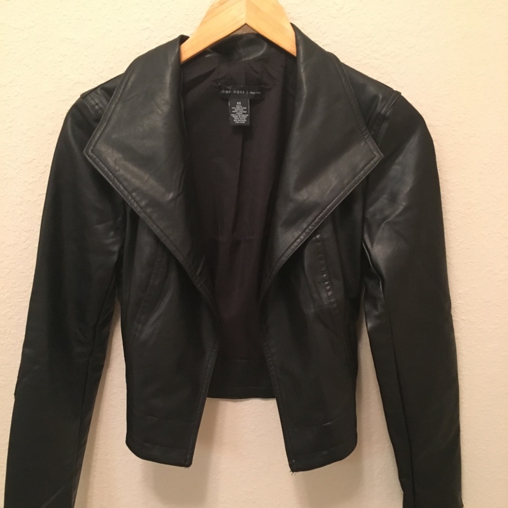 Joan Vass Black faux leather jacket